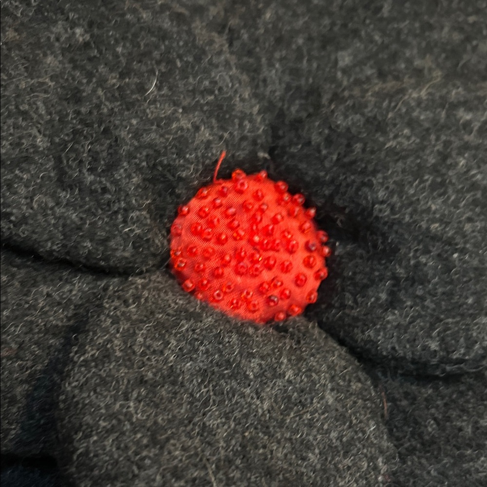 Black Poinsettia Handbag with Beaded Red Center Holiday Dressy Purse - Picture 4 of 9